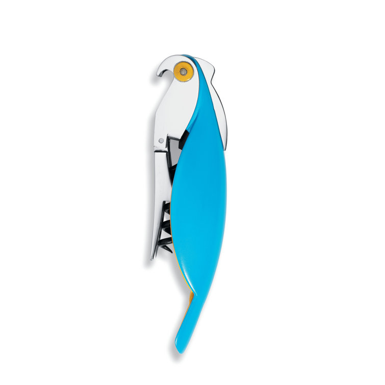 Light Blue Parrot Sommelier Corkscrew in Cast Aluminum