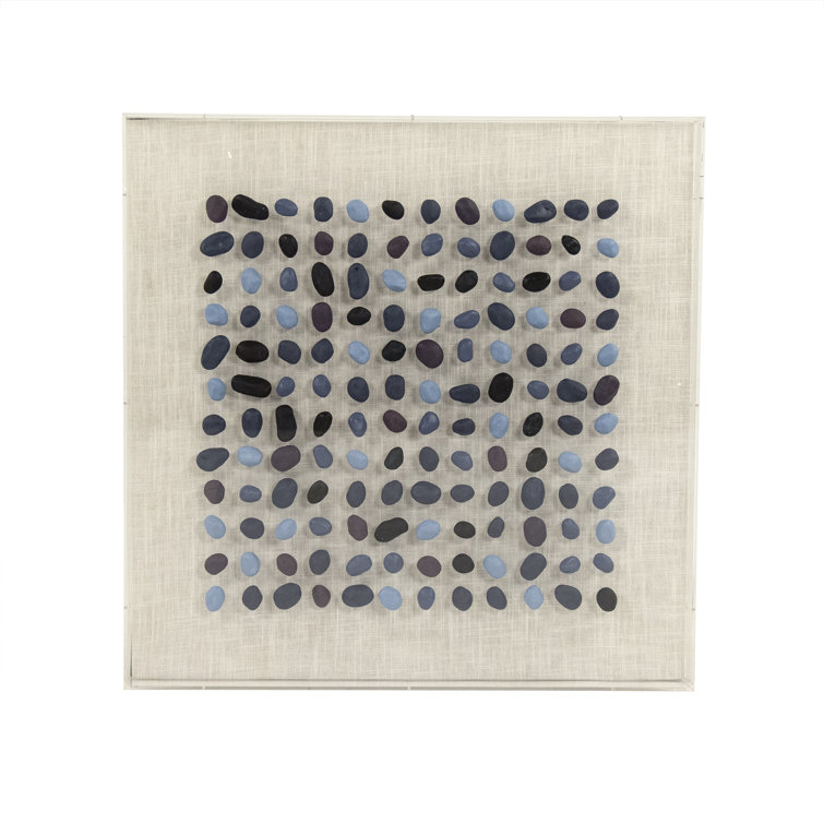 Blue Stone Print on Natural Linen with Acrylic Frame