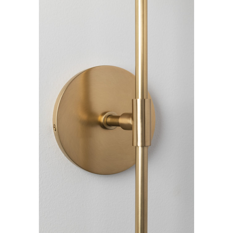 Aged Brass Slim Dimmable Wall Sconce with Stainless Steel