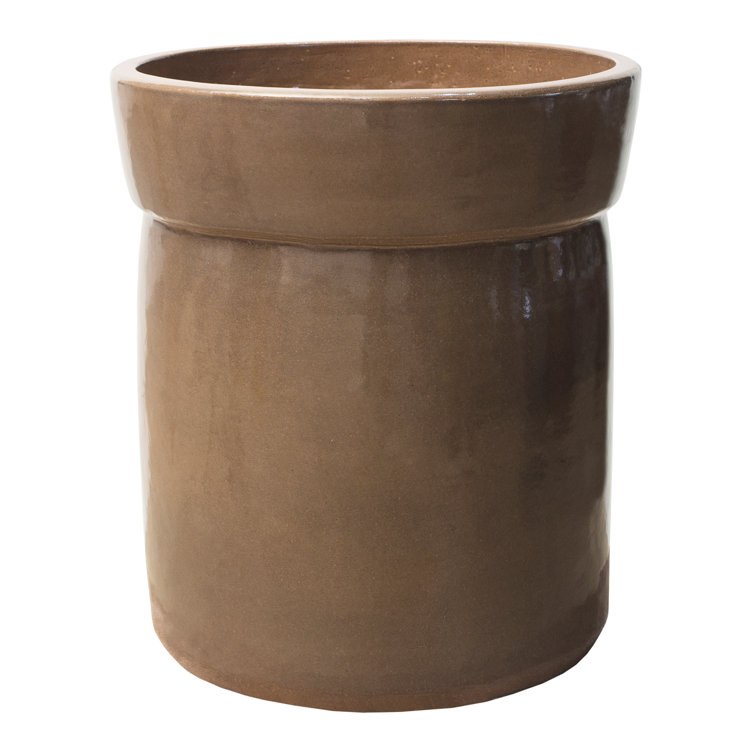 Azov Taupe Brown 22" Round Handmade Ceramic Planter