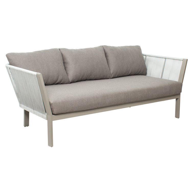 Light Gray Aluminum and Rope 3-Seat Outdoor Sofa