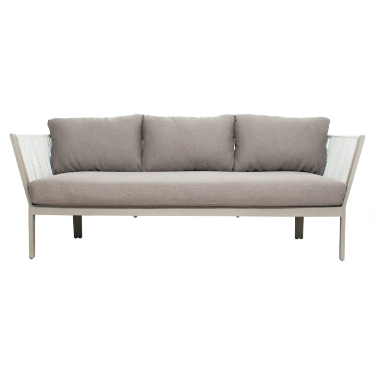 Light Gray Aluminum and Rope 3-Seat Outdoor Sofa