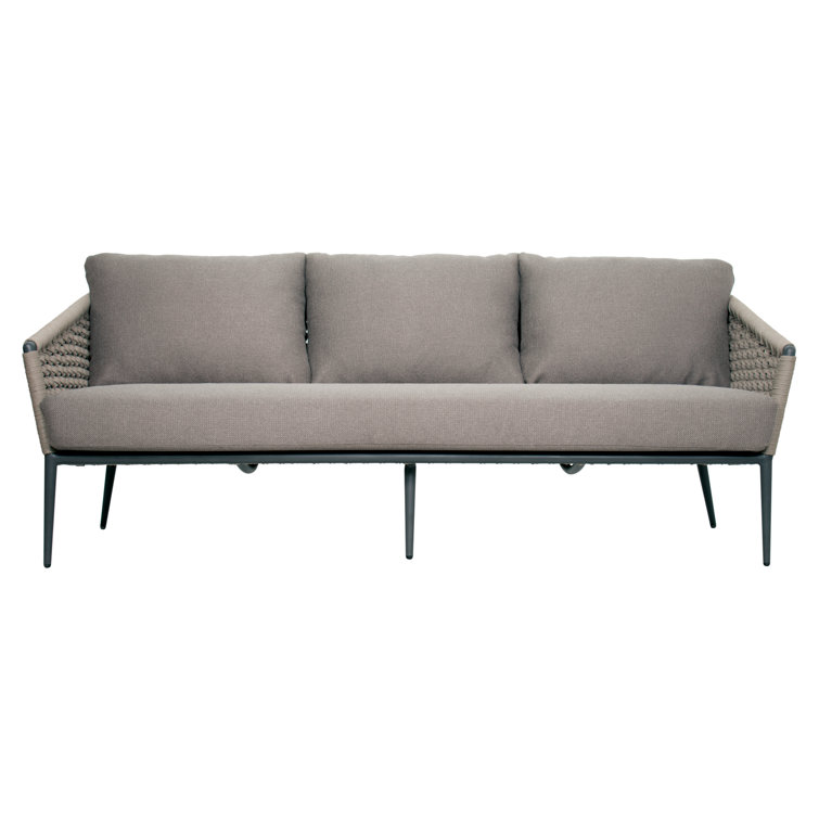Dark Gray Caramom Taupe 3-Seat Outdoor Patio Sofa