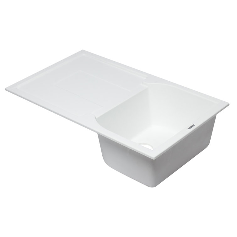 34'' White Granite Single Bowl Kitchen Sink with Drainboard