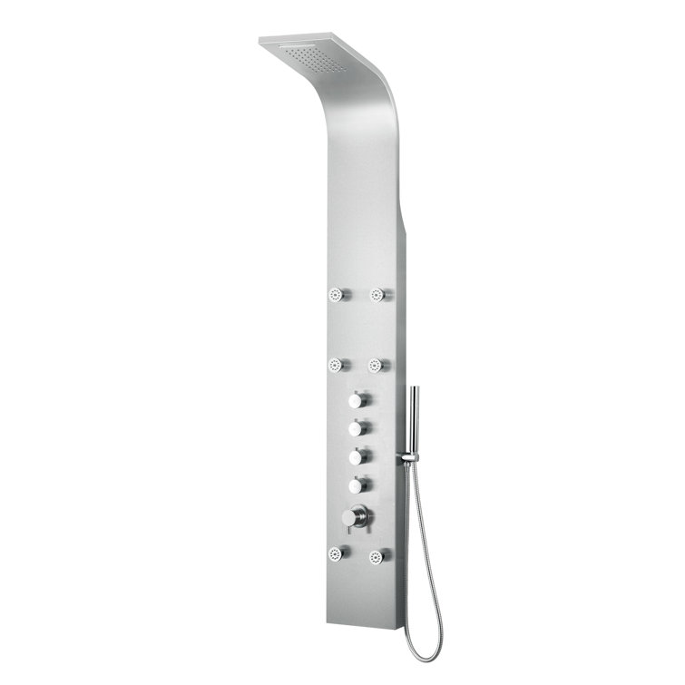 Brushed Stainless Steel 63'' Shower Panel with Fixed Shower Head