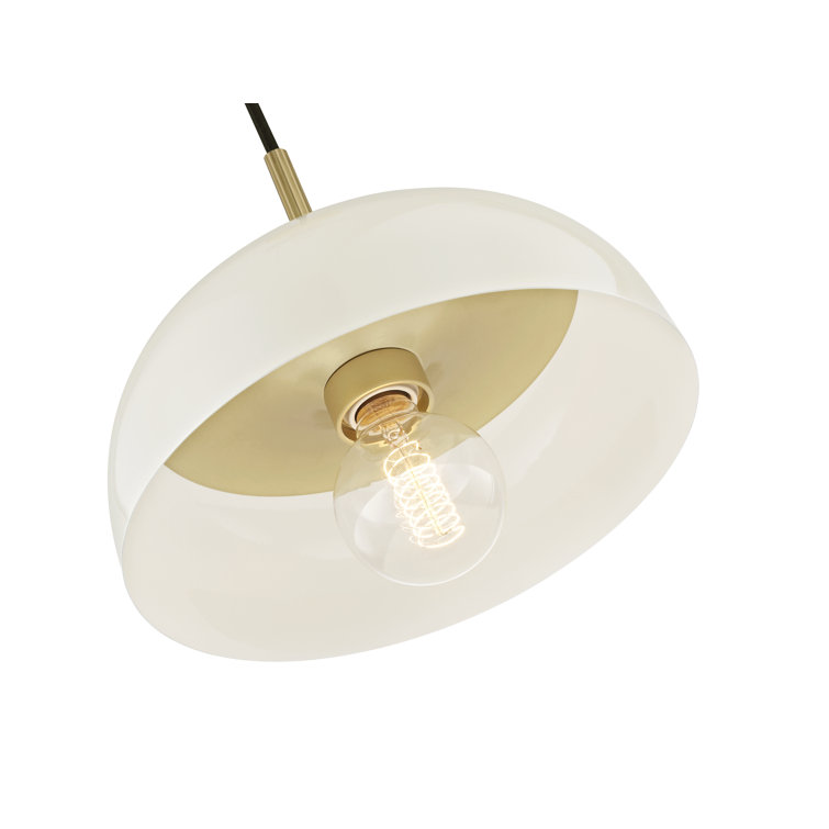 Avery Domed Large Pendant in Aged Brass and Cream Finish