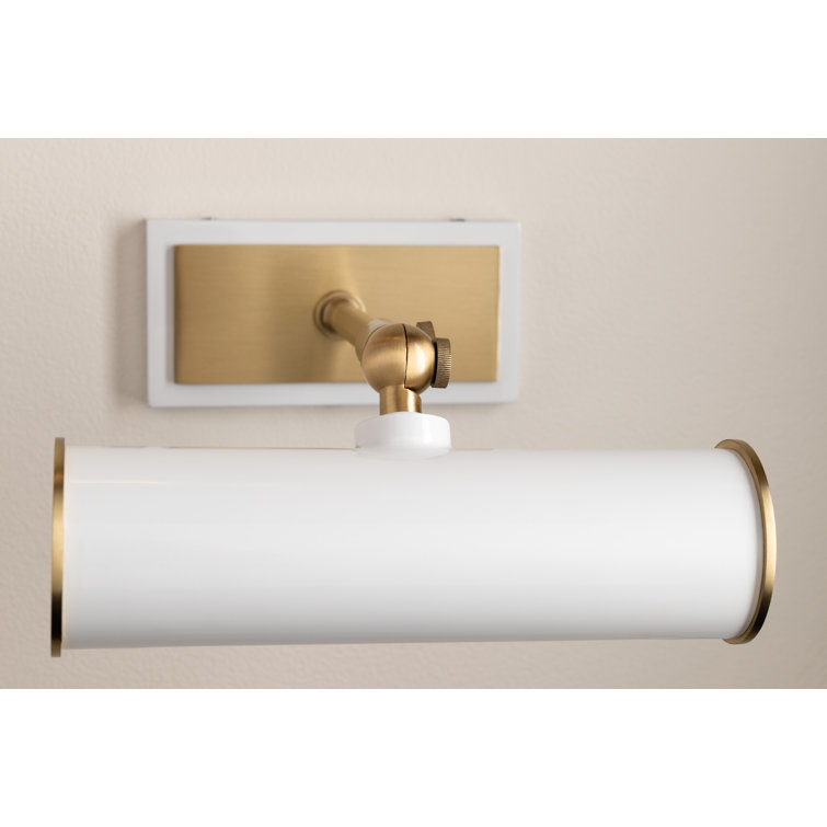 Aged Brass & Soft Off-White Dimmable Wall Picture Light with Adjustable Angle