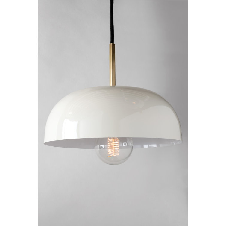 Avery Domed Large Pendant in Aged Brass and Cream Finish