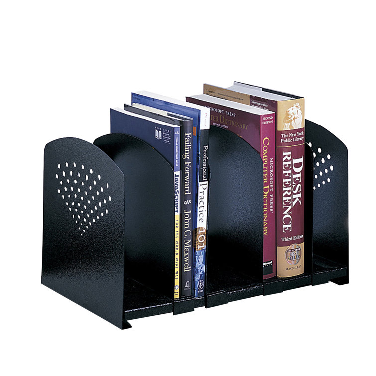 Contemporary Black Steel Adjustable 5-Section Book Organizer