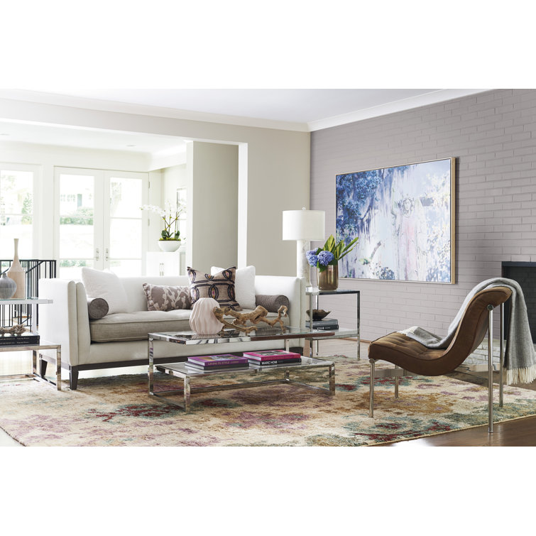 Polished Stainless Steel Rectangular Glass Top Coffee Table