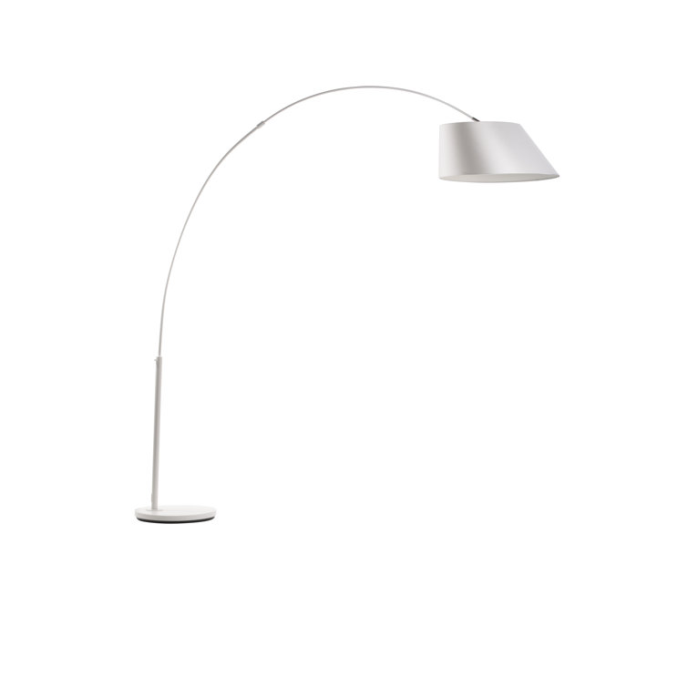 88'' White Metal Arc Floor Lamp with Drum Shade