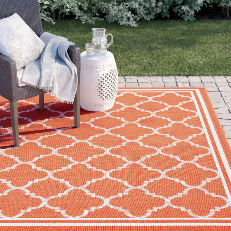 Terracotta & Bone Synthetic Easy-Care Rectangular Rug 8' x 11'