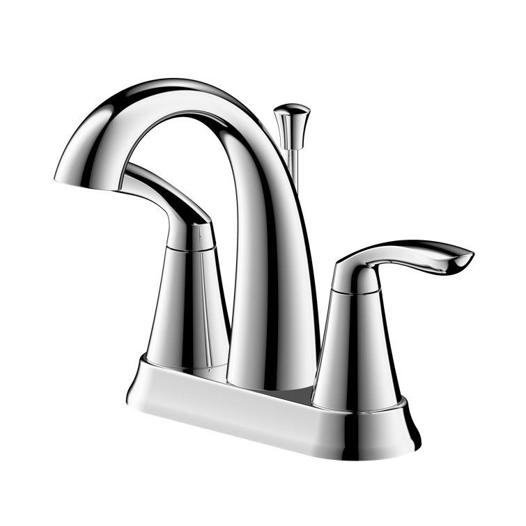 Polished Chrome Two-Handle Centerset Bathroom Faucet