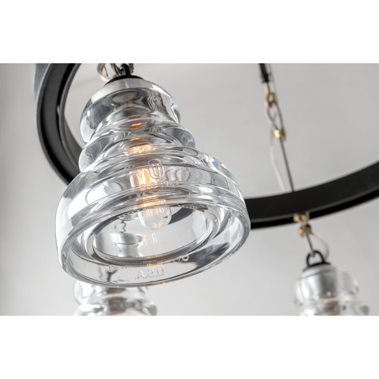 Menlo Park Deep Bronze 10-Light Chandelier with Pressed Glass Shades