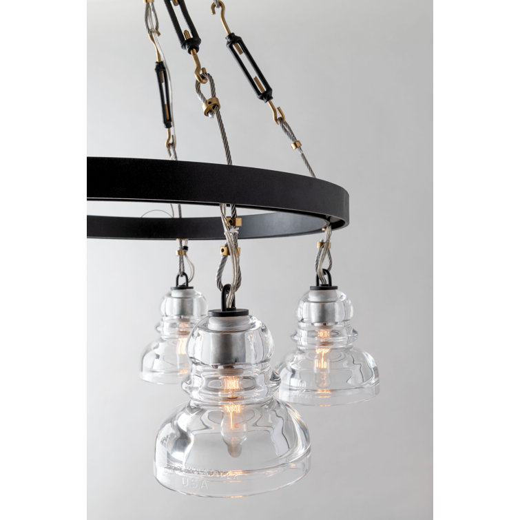 Menlo Park Deep Bronze 10-Light Chandelier with Pressed Glass Shades