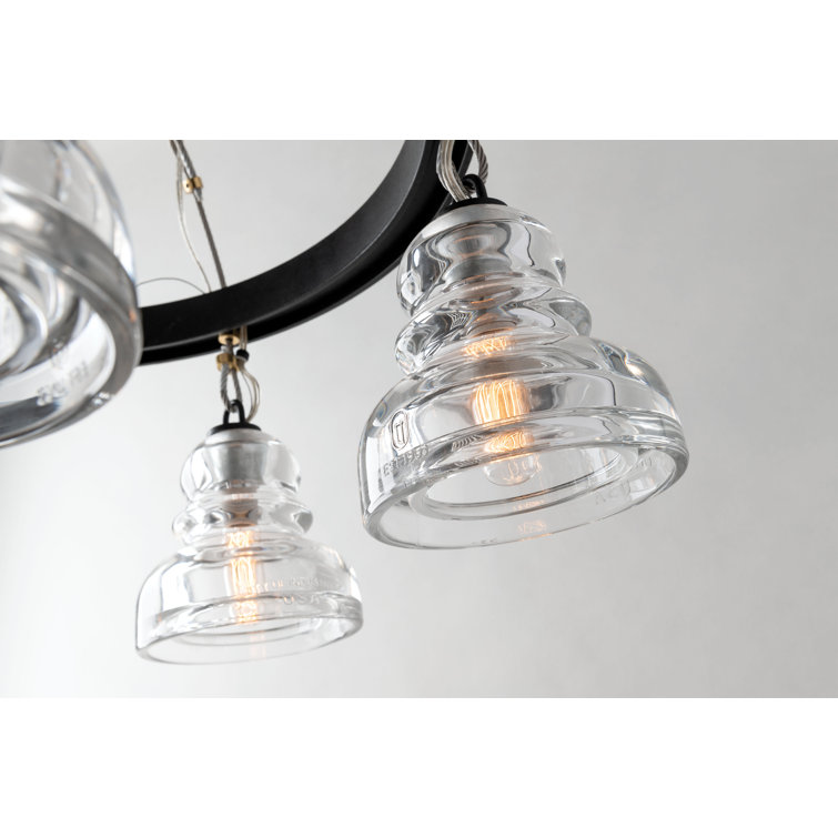 Menlo Park Deep Bronze 10-Light Chandelier with Pressed Glass Shades