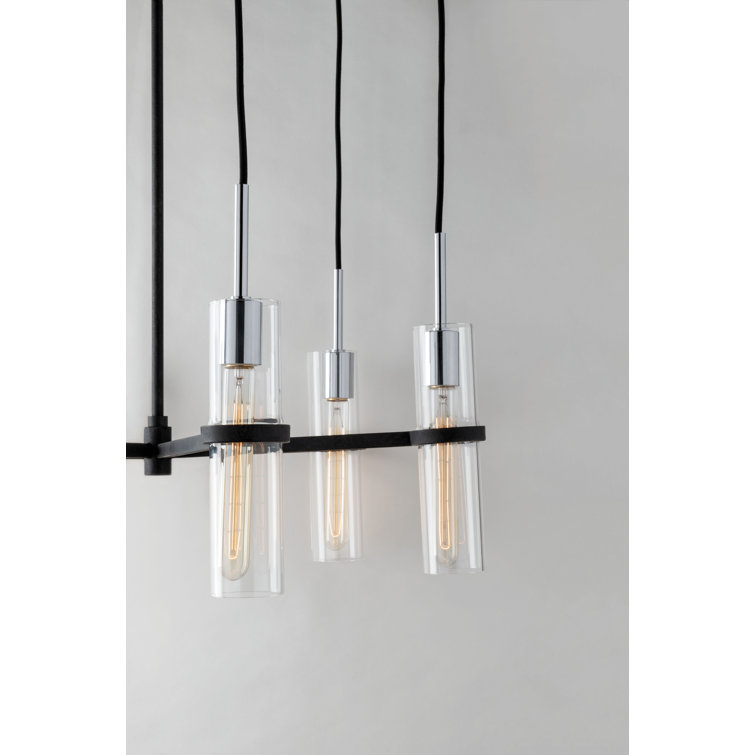 Vintage Iron 6-Light Chandelier with Clear Glass Shades