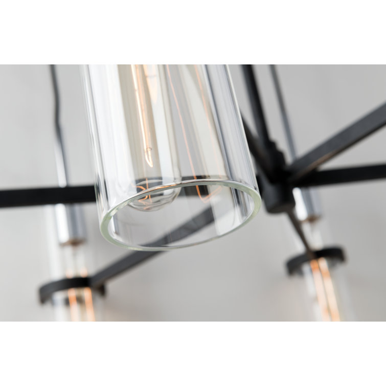 Vintage Iron 6-Light Chandelier with Clear Glass Shades
