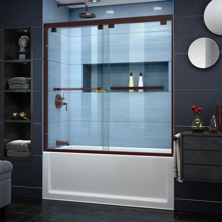 Encore 56-60" Oil Rubbed Bronze Frameless Sliding Tub Door