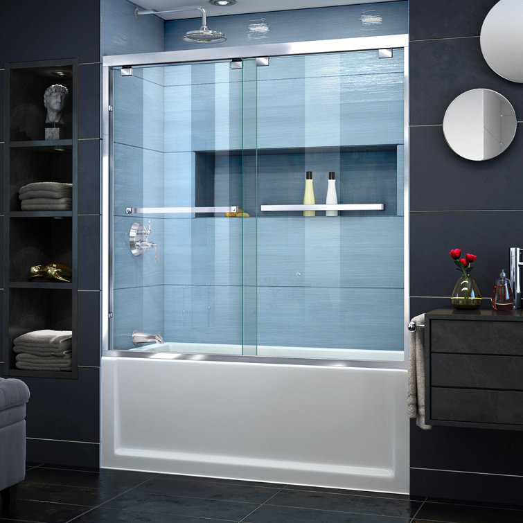 Encore 60'' Clear Tempered Glass Frameless Sliding Tub Door