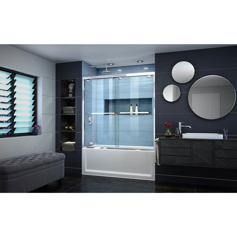 Encore 60'' Clear Tempered Glass Frameless Sliding Tub Door