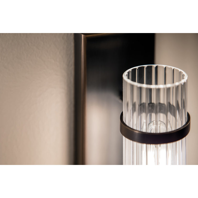 Old Bronze Fluted Glass Cylinder LED Wall Sconce