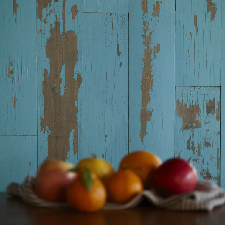 Blue Chalk 5.5" x 47.5" Slim Pine Wood Wall Paneling
