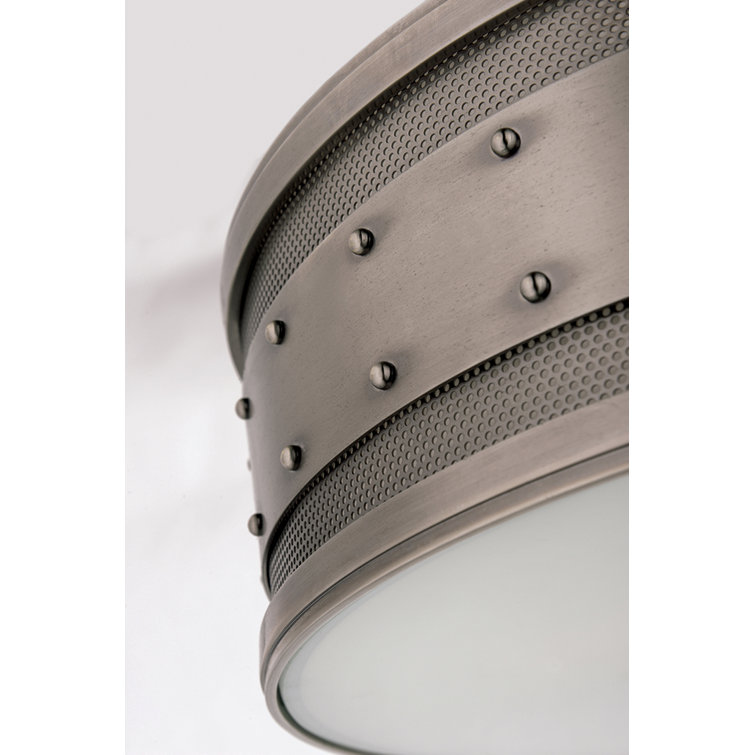 Historic Nickel 3-Light Drum Pendant with Glass Shade