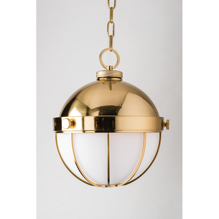 Aged Brass and Glass Globe Pendant Light