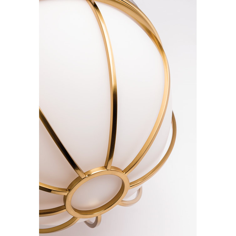 Aged Brass and Glass Globe Pendant Light
