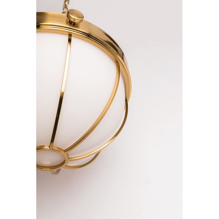 Aged Brass and Glass Globe Pendant Light