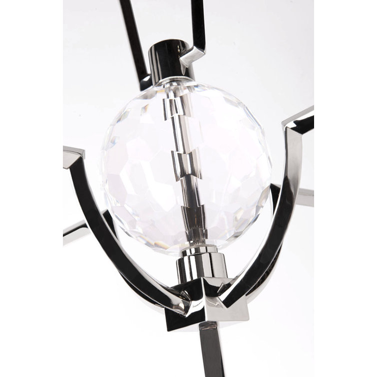 Elegant Polished Nickel 4-Light Globe Chandelier with Crystal Accents