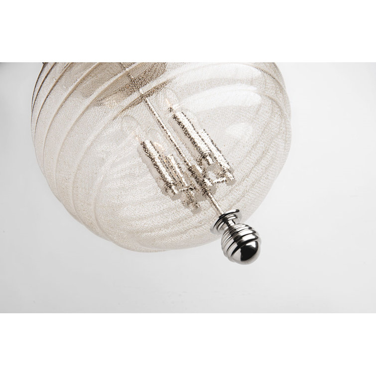 Elegant Coolidge 4-Light Pendant in Polished Nickel with Blown Glass Shade