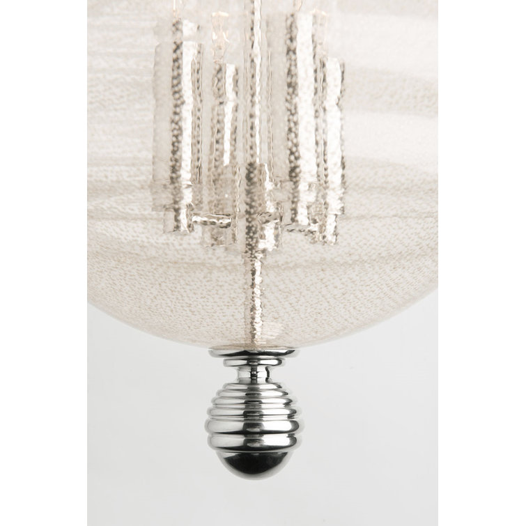 Elegant Coolidge 4-Light Pendant in Polished Nickel with Blown Glass Shade
