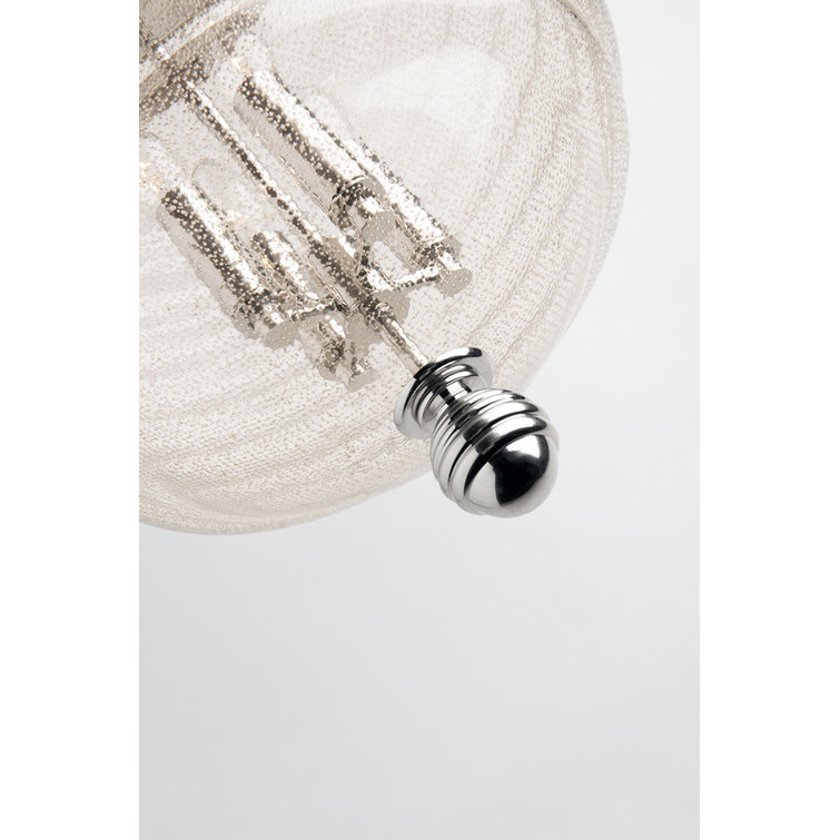 Elegant Coolidge 4-Light Pendant in Polished Nickel with Blown Glass Shade