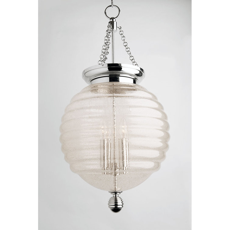 Elegant Coolidge 4-Light Pendant in Polished Nickel with Blown Glass Shade