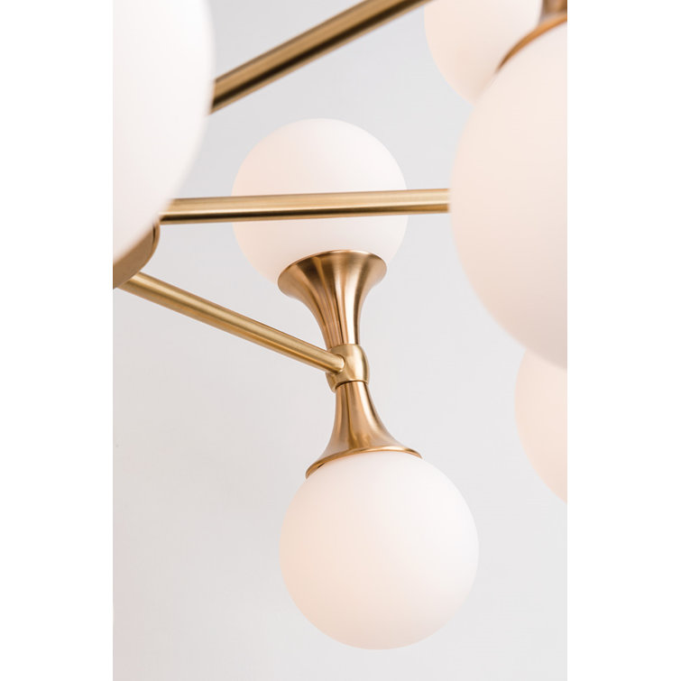 Astoria Symmetrical 16-Light Aged Brass LED Chandelier with Opal Etched Glass