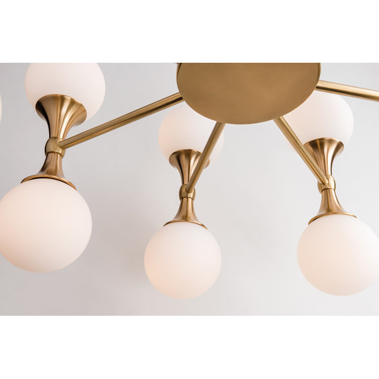 Astoria Symmetrical 16-Light Aged Brass LED Chandelier with Opal Etched Glass