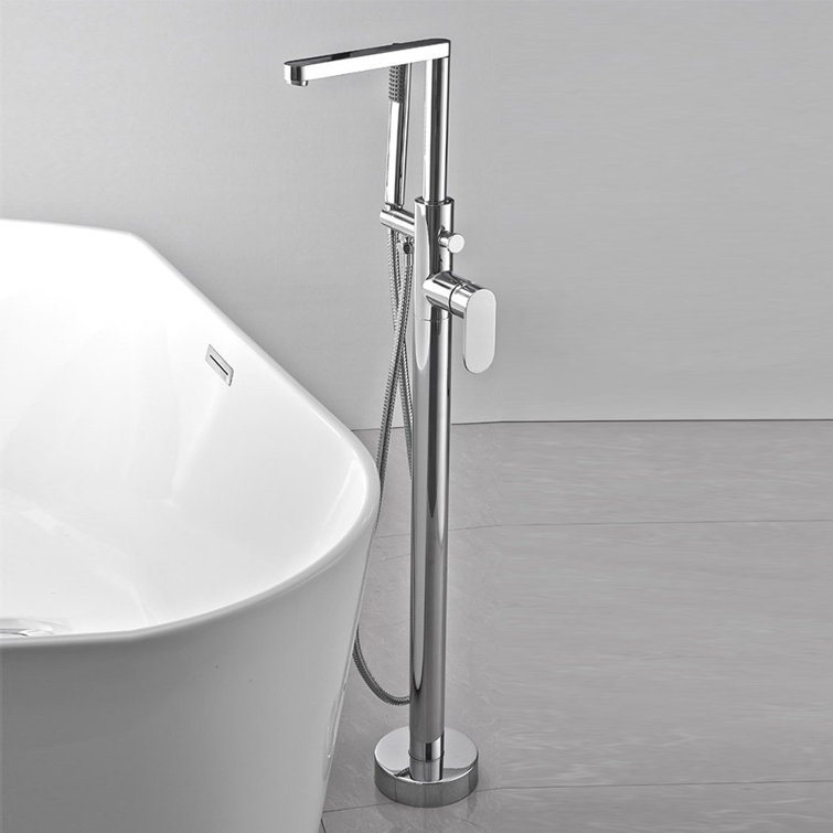 Chrome Freestanding Bathtub Faucet with Handheld Shower