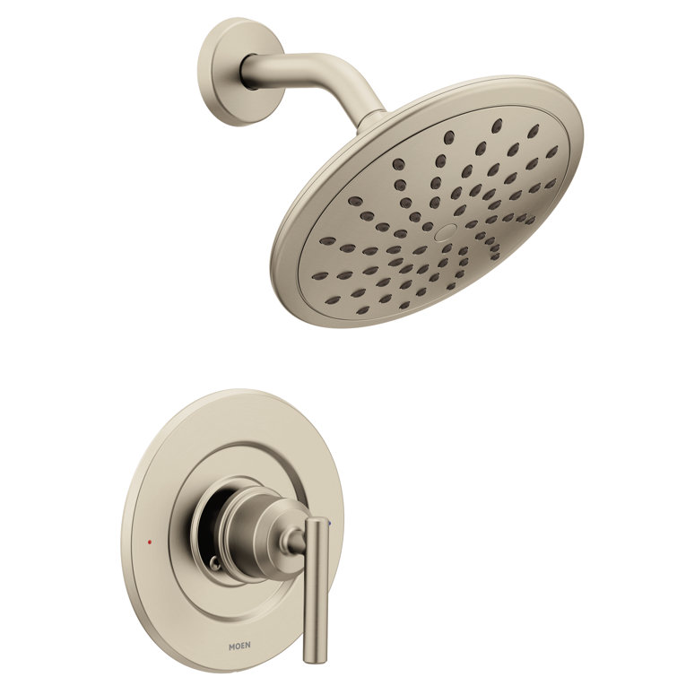 Brushed Nickel 8-Inch Modern Rain Shower Head with Lever Handle