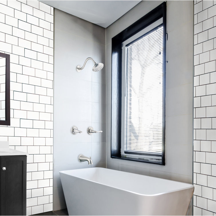 Satin Nickel Dual Handle Tub and Shower Faucet Set