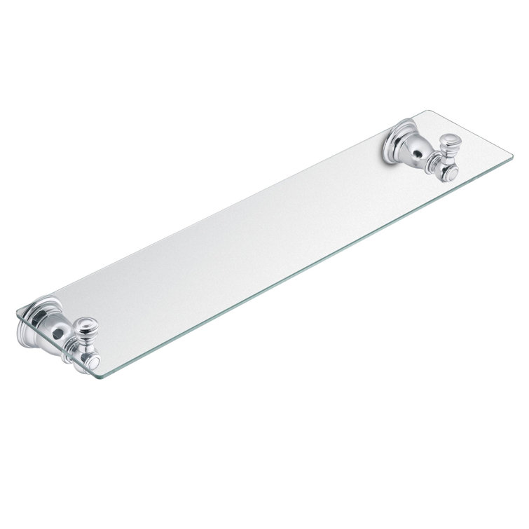 Kingsley 20-Inch Chrome and Glass Bathroom Vanity Shelf