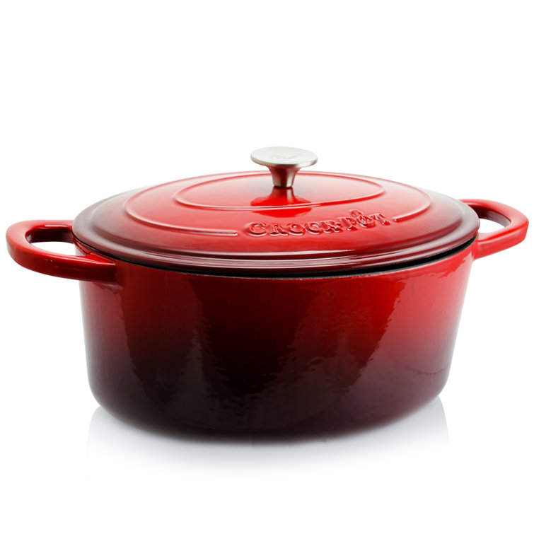 Scarlet Red 7 qt Enameled Cast Iron Oval Dutch Oven with Lid