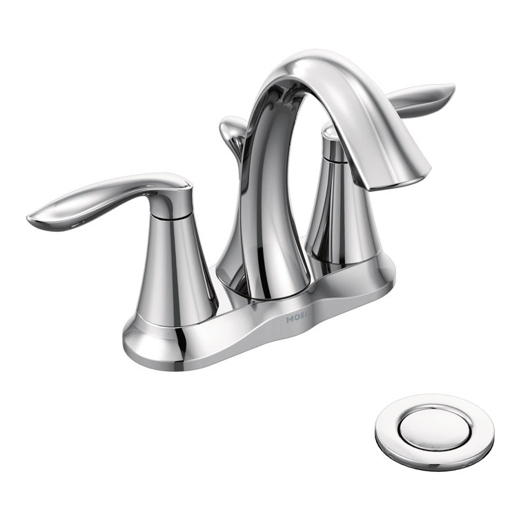 Eva Chrome Two-Handle Centerset Bathroom Faucet with Drain Assembly