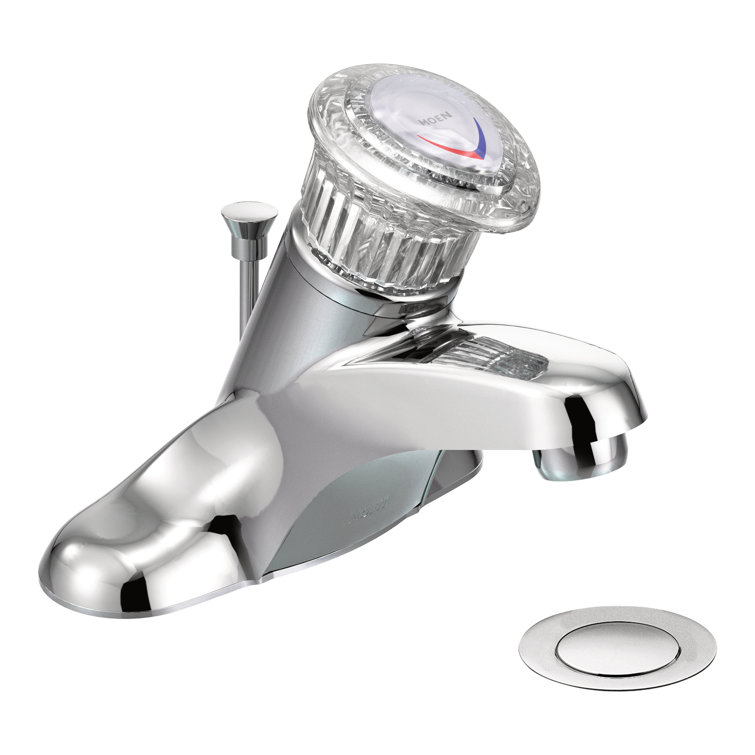 Chrome Single Handle Centerset Bathroom Faucet with Acrylic Knob