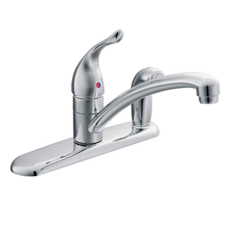 Classic Chrome Deck-Mounted Kitchen Faucet with Pull-Out Spray