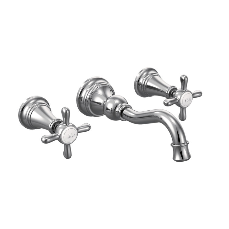 Elegant Polished Nickel 2-Handle Widespread Wall-Mount Bathroom Faucet