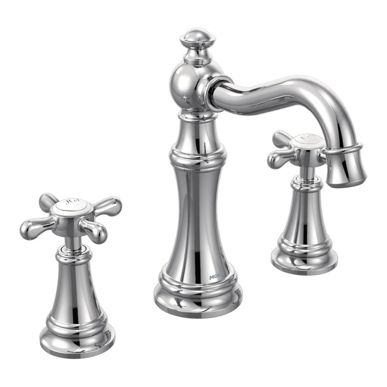Polished Nickel Widespread Bathroom Faucet with Drain Assembly