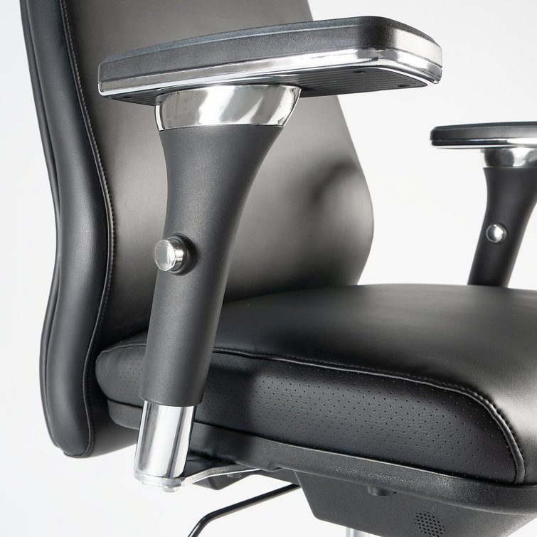 Black Leather High Back Executive Office Chair with Chrome Base