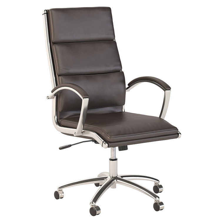 Dark Brown High Back Leather Executive Office Chair with Adjustable Arms